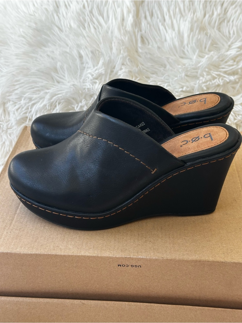 Born b.o.c. Sadie Black Wedge Mule Clogs Comfort Slip On Shoes Women’s Size: 8